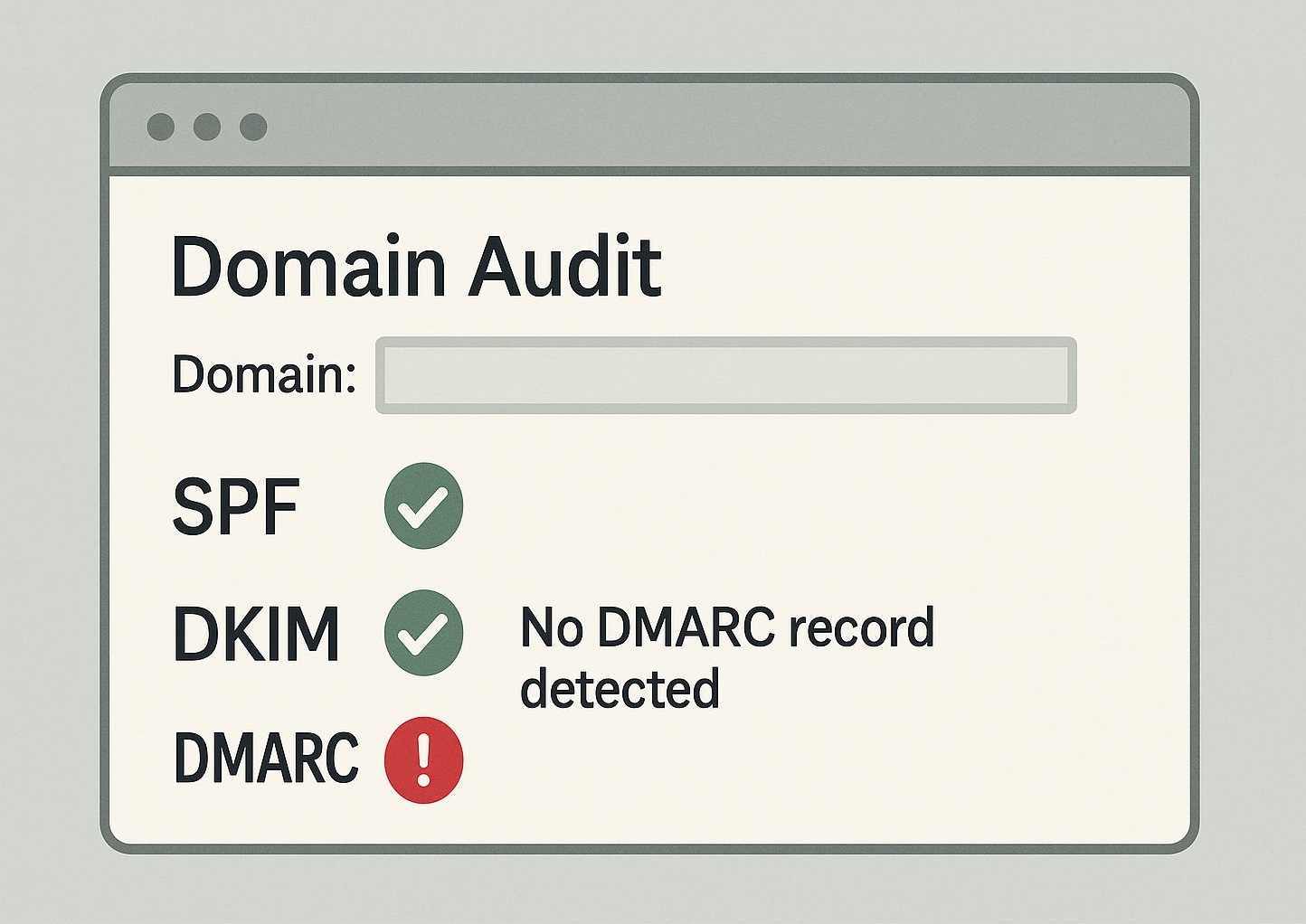 Missing DMARC record fails validation check for domain